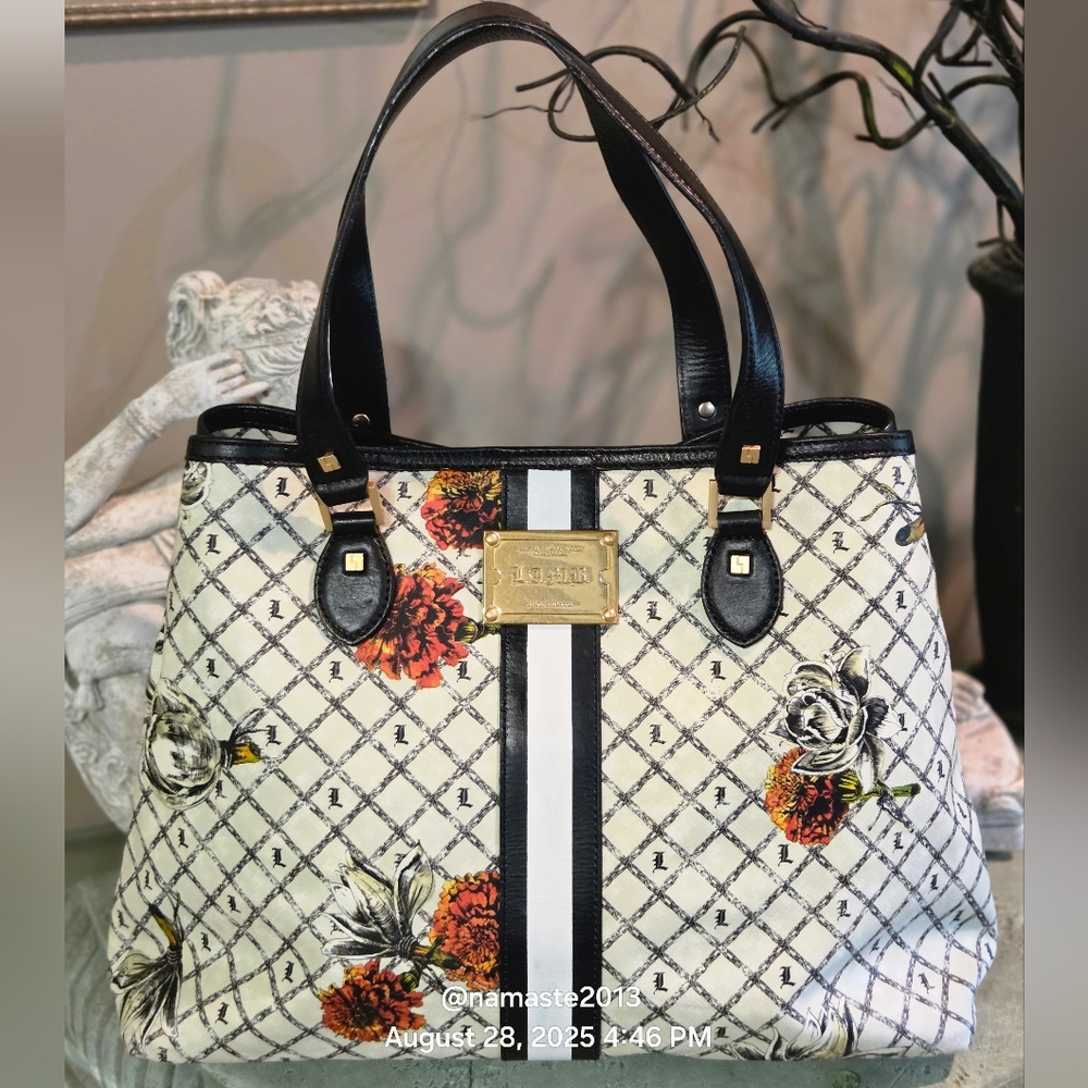 L.A.M.B. Gwen Stefani Marigold Tote Designer Leather Pvc Luxury Celebrity #168